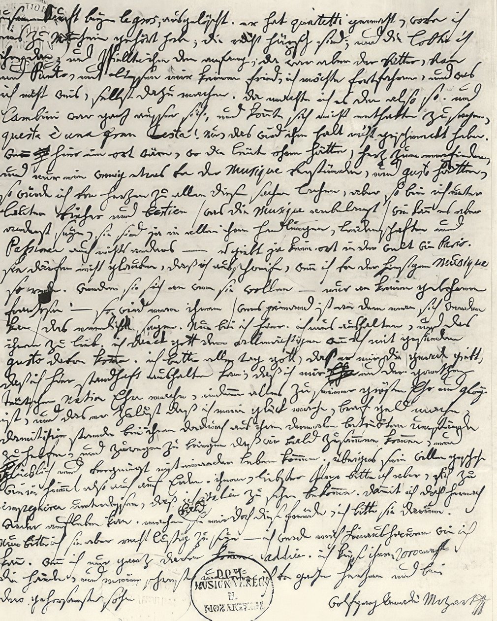 Lettera autografa di Mozart da Wolfgang Amadeus Mozart