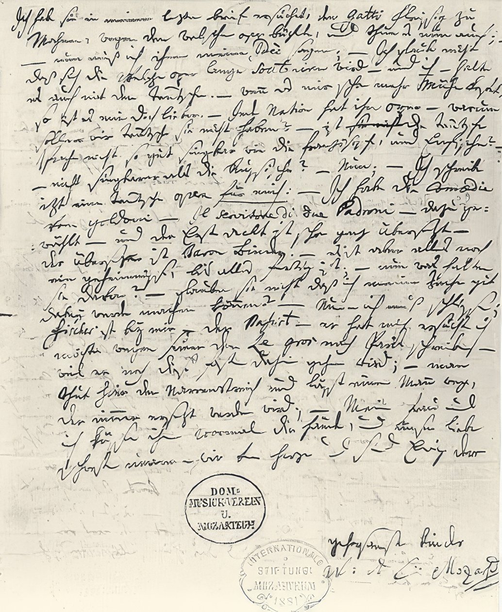 Lettera autografa di Wolfgang Amadeus Mozart da Wolfgang Amadeus Mozart