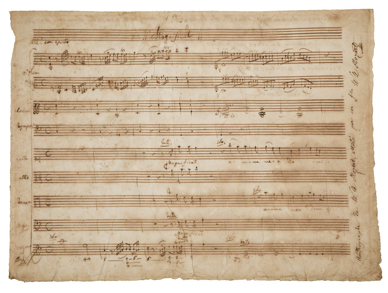 Magnificat, K. 321a. Manoscritto, spartito per solisti e coro, organo e orchestra, c.1779 da Wolfgang Amadeus Mozart