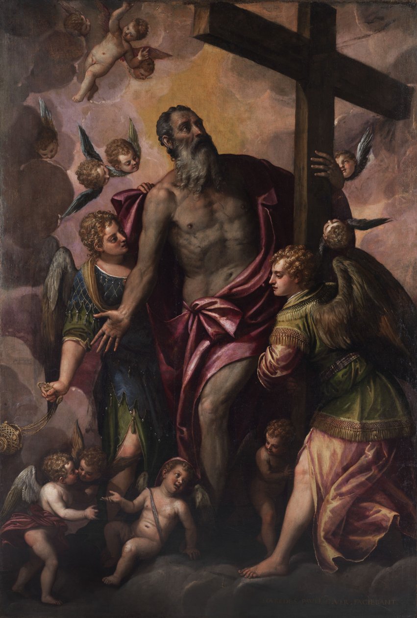 Dio Padre tiene la croce di suo figlio da Workshop of Paolo Veronese