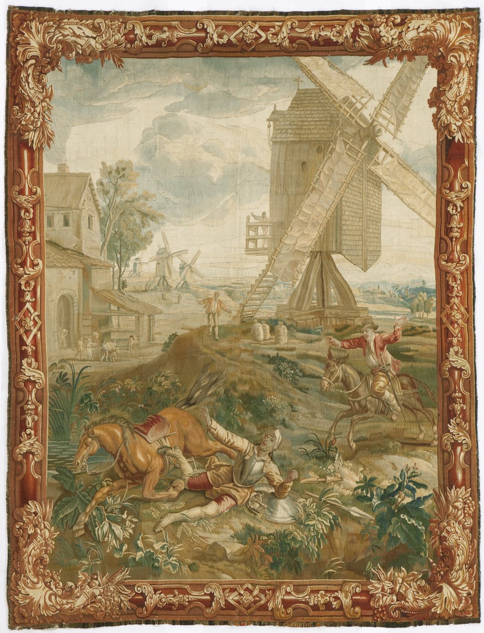 Don Chisciotte che Combatte il Mulino a Vento da Workshop of Urbanus Leyniers and Daniel Leyniers II 1669–1728 Workshop of Urbanus Leyniers and Daniel Leyniers II 1669–1728