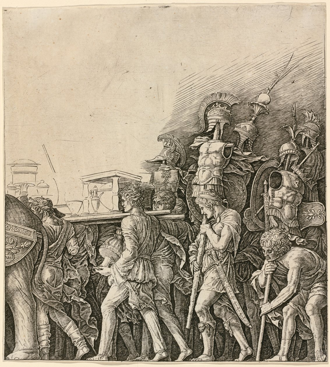 Il trionfo di Cesare: Soldati che portano trofei da Workshop of Andrea Mantegna