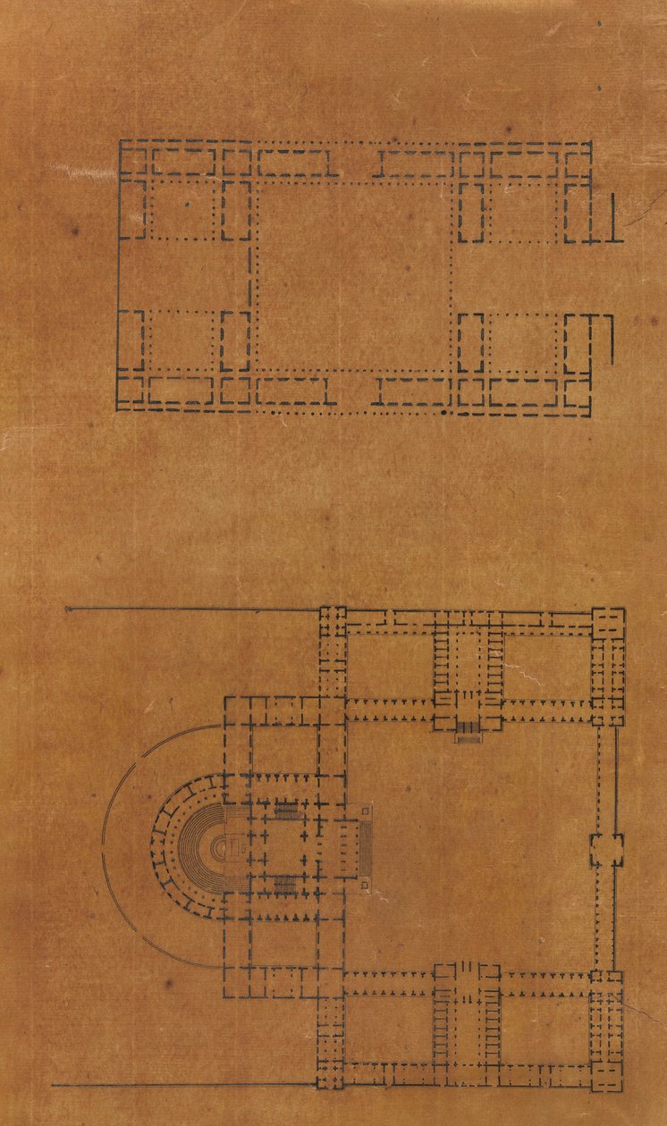 Pagina da un album contenente disegni e diverse stampe di architettura, ca. 1800-1850. Creatori: Officina di Charles Percier, Officina di Pierre François Léonard Fontaine da Workshop of Charles Percier, Workshop of Pierre