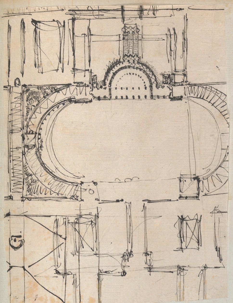 Pagina da un Album contenente Disegni e Diverse Stampe di Architettura, Int..., ca. 1800-1850. Creatori: Officina di Charles Percier, Officina di Pierre François Léonard Fontaine da Workshop of Charles Percier, Workshop of Pierre