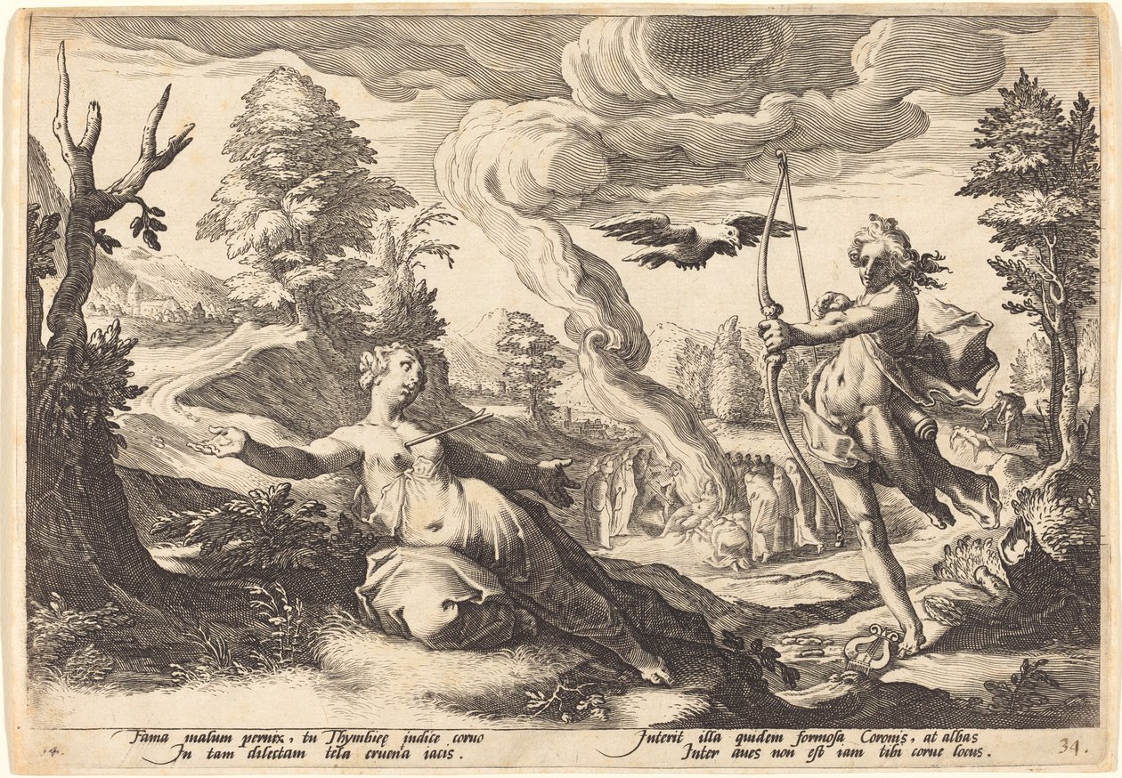 Apollo uccide Coronide da Workshop of Hendrick Goltzius, after Hendrick Goltzius