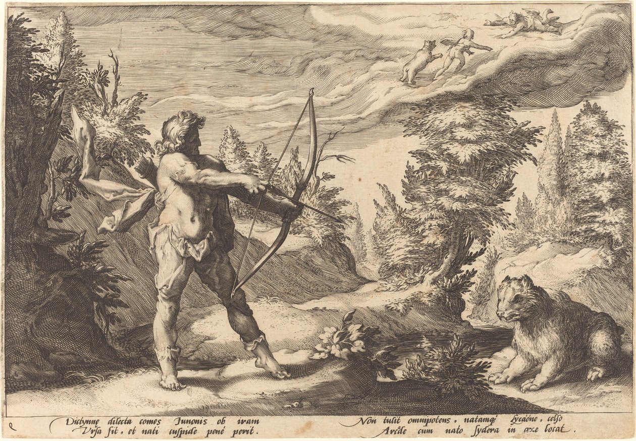 Arcas che si prepara a uccidere sua madre da Workshop of Hendrick Goltzius, after Hendrick Goltzius