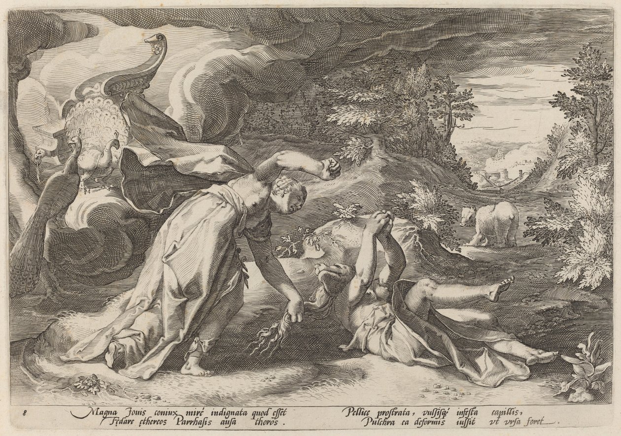 Giunone trasforma Callisto in un orso da Workshop of Hendrick Goltzius, after Hendrick Goltzius