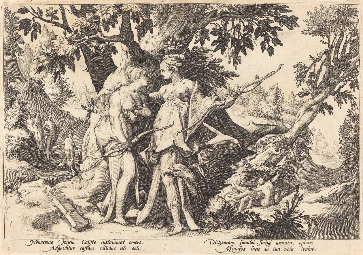 Giove travestito da Diana seduce Callisto da Workshop of Hendrick Goltzius, after Hendrick Goltzius