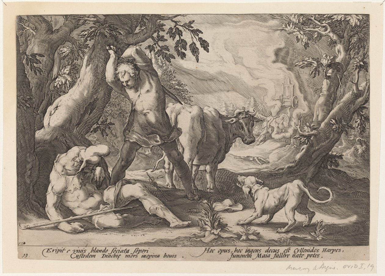 Paesaggio con Mercurio che Alza la Spada per Uccidere un Argus Addormentato da Workshop of Hendrick Goltzius, after Hendrick Goltzius