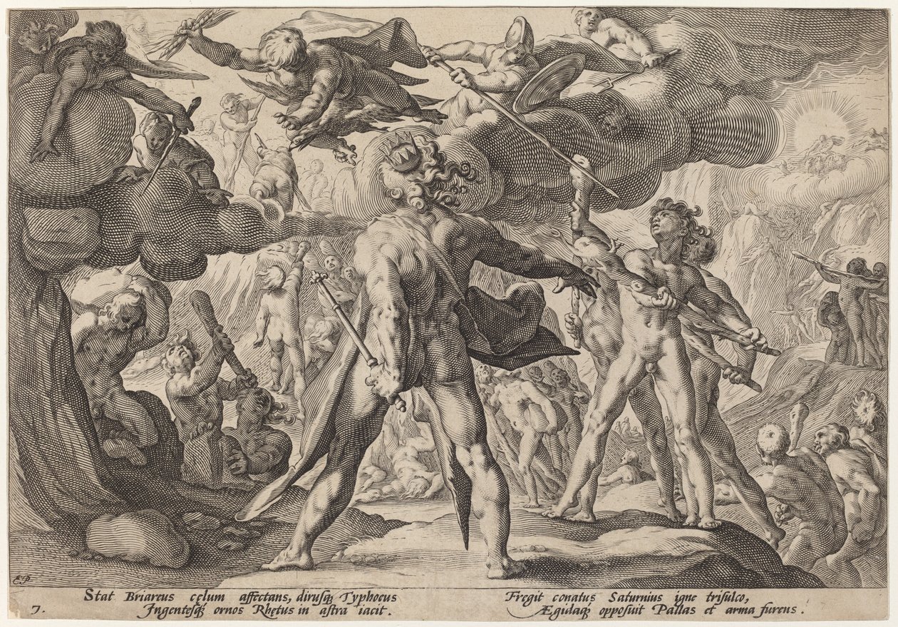 I giganti che scalano i cieli da Workshop of Hendrick Goltzius, after Hendrick Goltzius