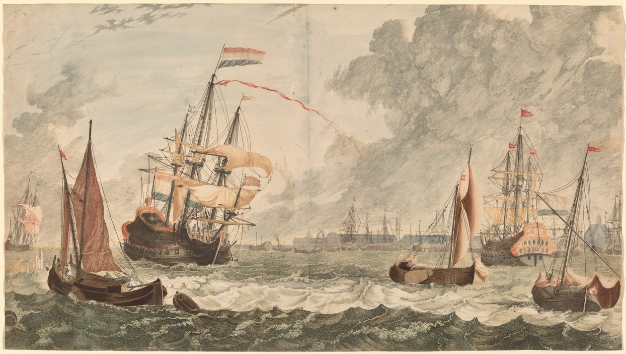 Il fiume IJ ad Amsterdam da Workshop of Johann Teyler