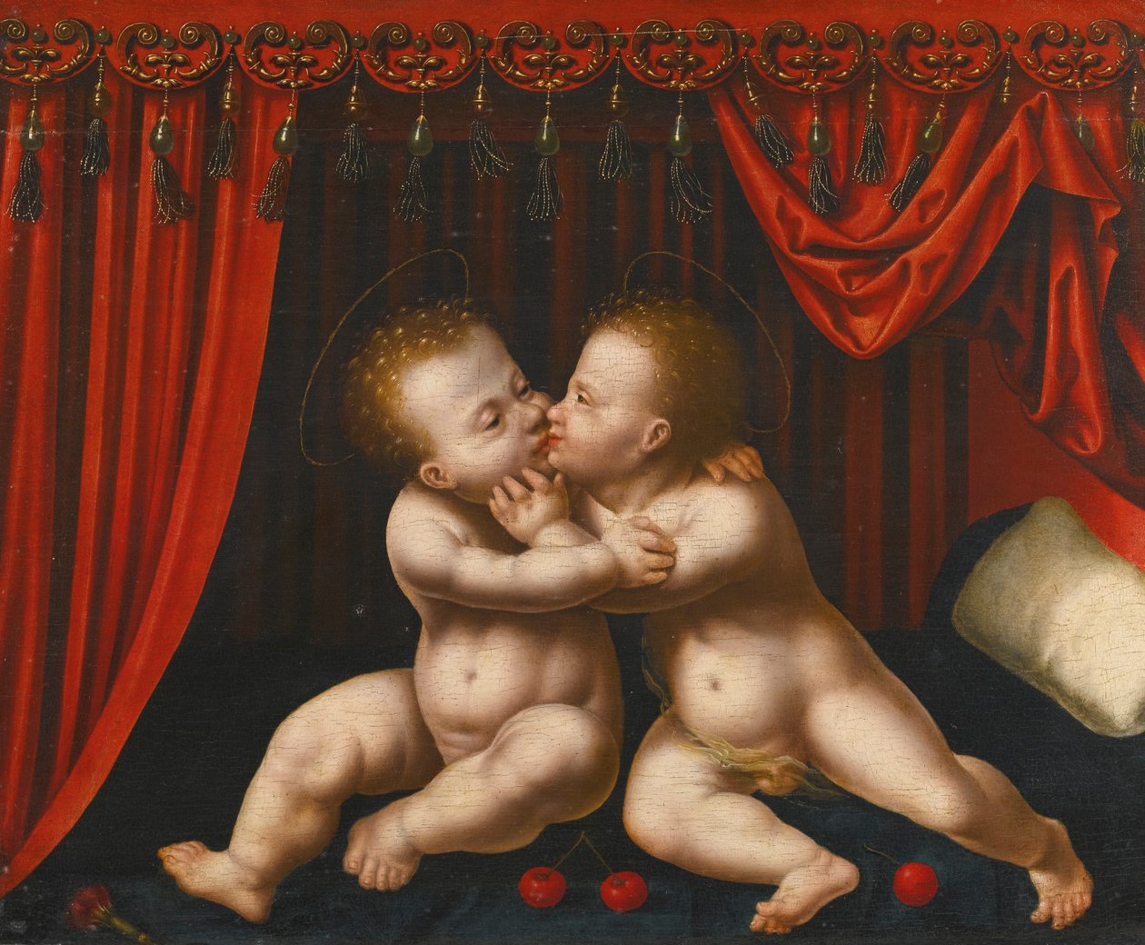 Olandese: Christus en Johannes de Doper als kinderen Il Cristo bambino e Giovanni Battista che si abbracciano da Workshop of Joos van Cleve