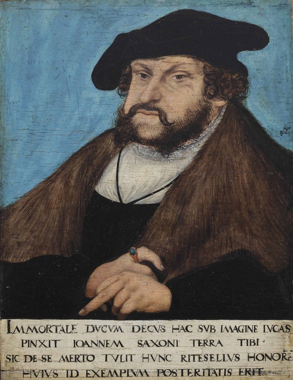 Tedesco: Ritratto di Giovanni il saldo, Elettore di Sassonia Ritratto di Giovanni il saldo, Elettore di Sassonia, Principe Elettore di Sassonia da workshop of Lucas Cranach the Elder