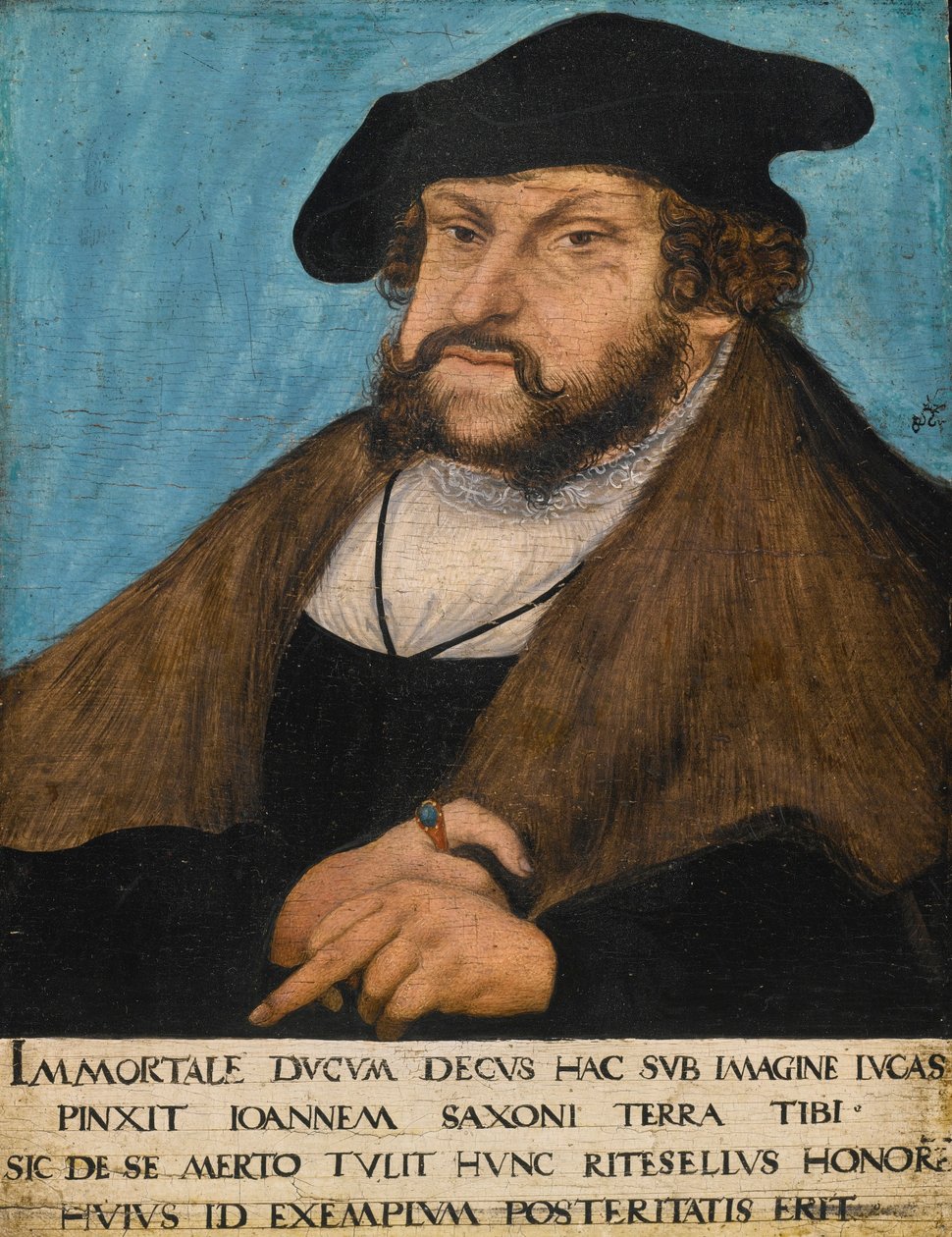 Tedesco: Ritratto di Giovanni il saldo, Elettore di Sassonia Ritratto di Giovanni il saldo, Elettore di Sassonia, Principe Elettore di Sassonia da workshop of Lucas Cranach the Elder