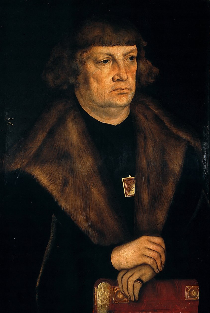 Tedesco: Bildnis eines Bürgermeisters von Weißenfels Ritratto di un sindaco di Weißenfels da workshop of Lucas Cranach the Elder