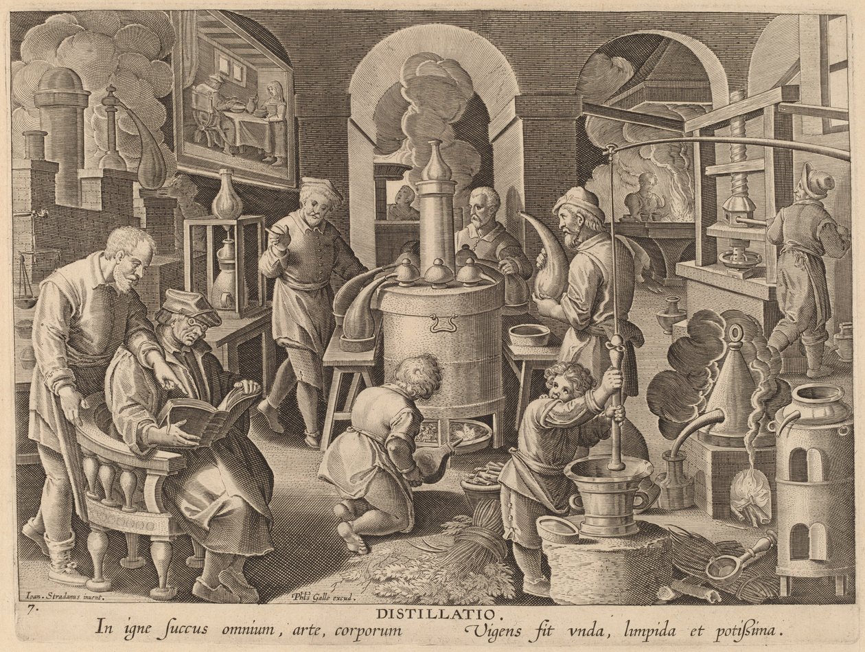 Distillazione da Workshop of Philip Galle after Jan van der Straet