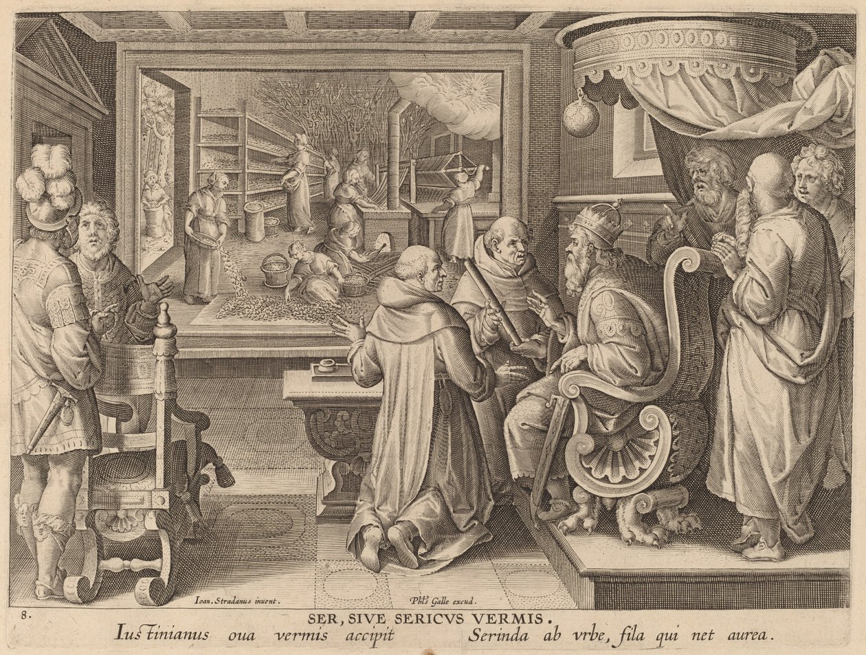 Ser, Sive Sericus Vermis (Seta, o il Baco da Seta) da Workshop of Philip Galle after Jan van der Straet