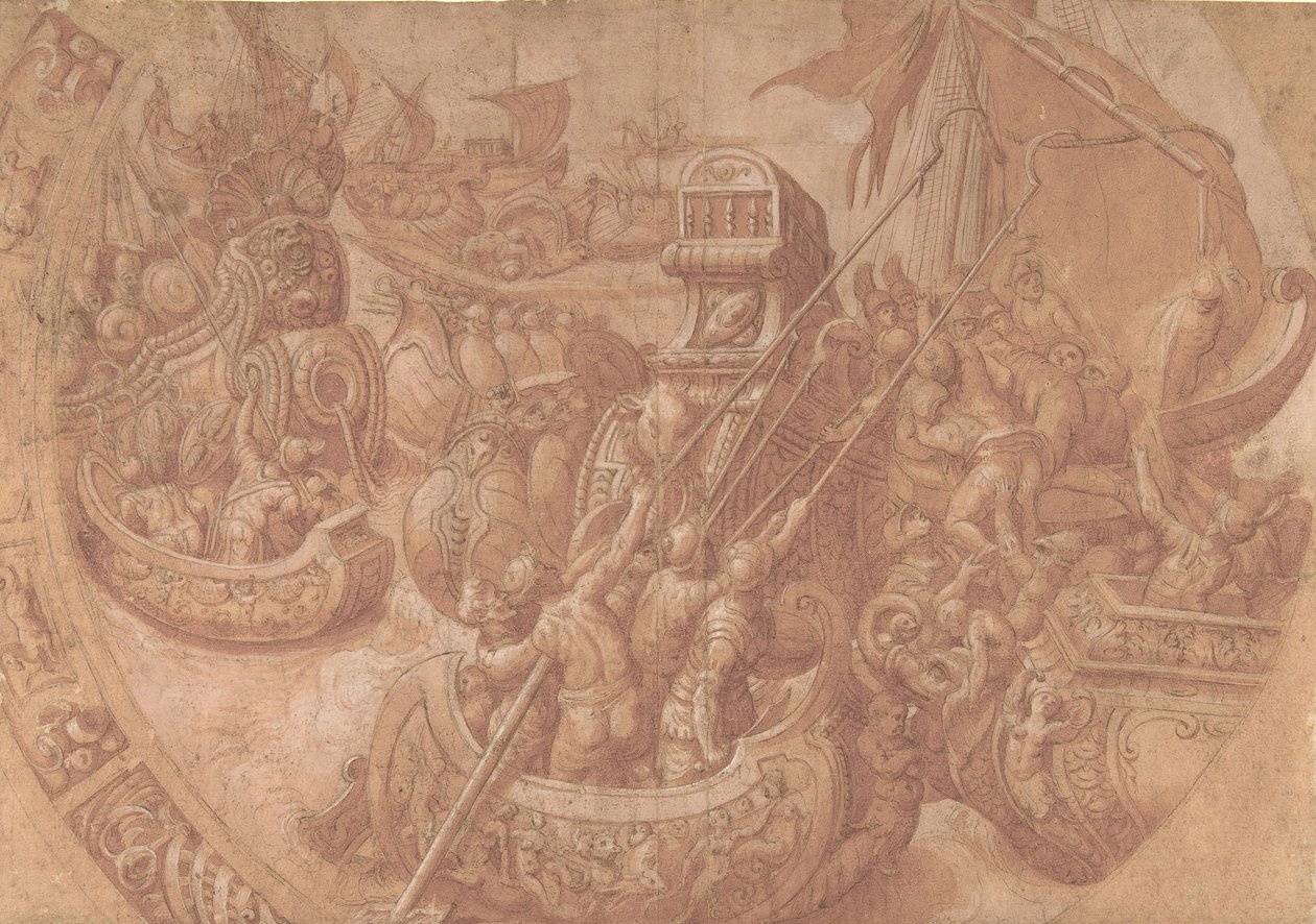 La battaglia navale nel Golfo di Morbihan da Workshop of Taddeo Zuccaro.