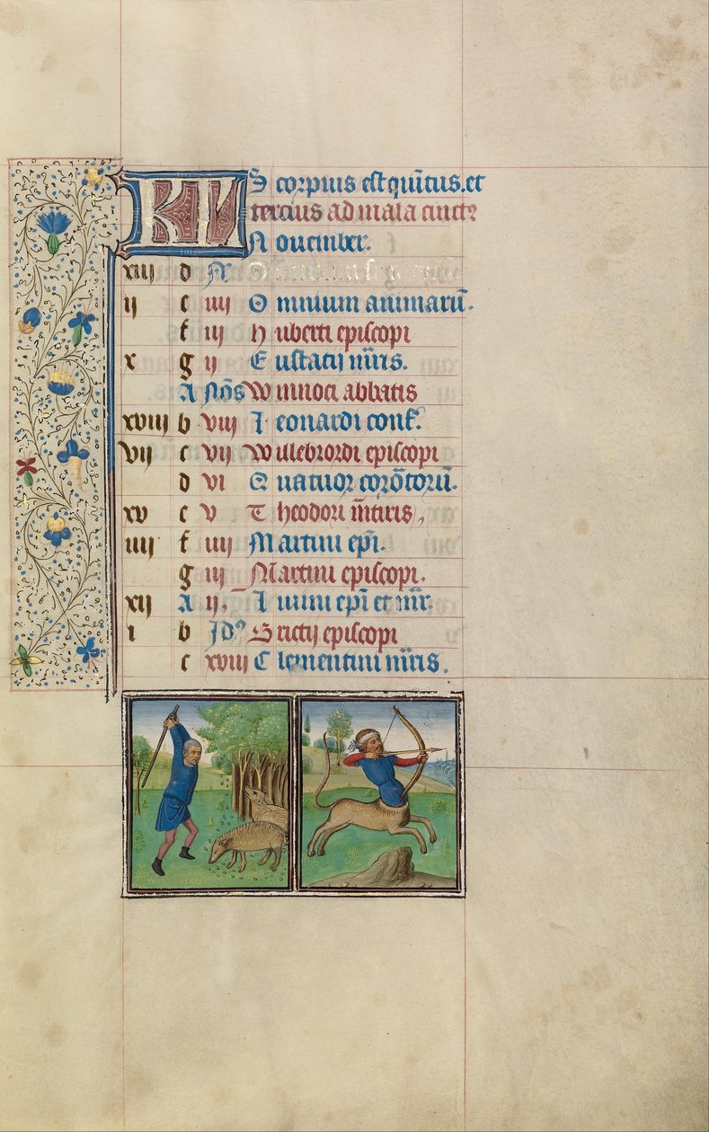 Un Uomo che Batte le Ghiande da un Albero; Segno Zodiacale del Sagittario da Workshop of Willem Vrelant