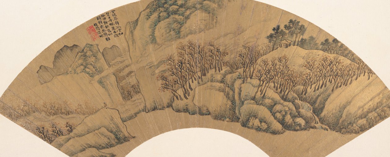 Scogliera verde con aceri rossi, 1603 da Wu Bin