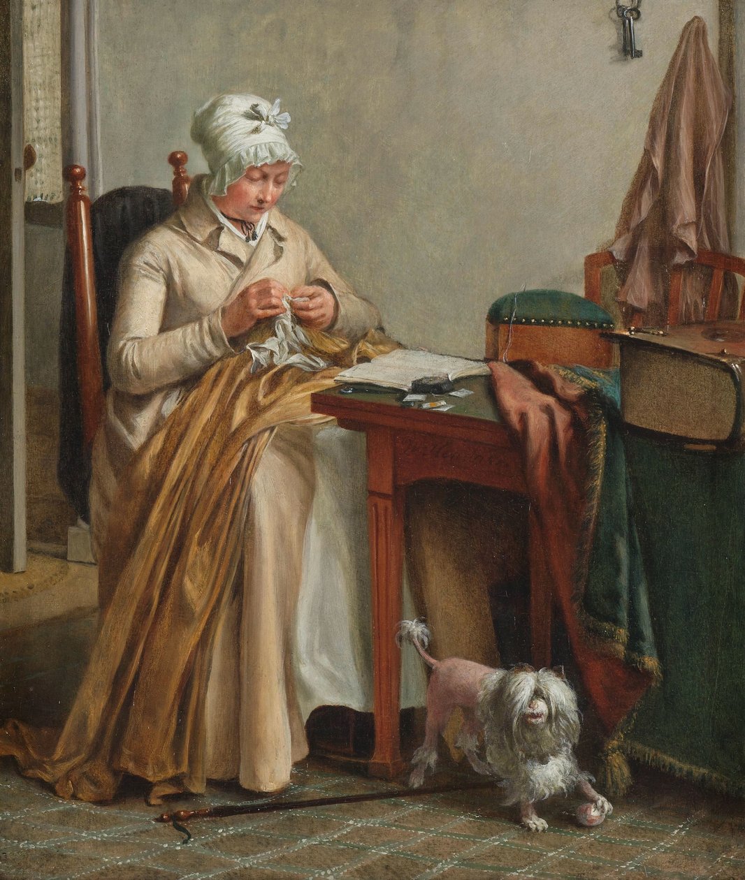 Interno con donna che cuce da Wybrand Hendriks