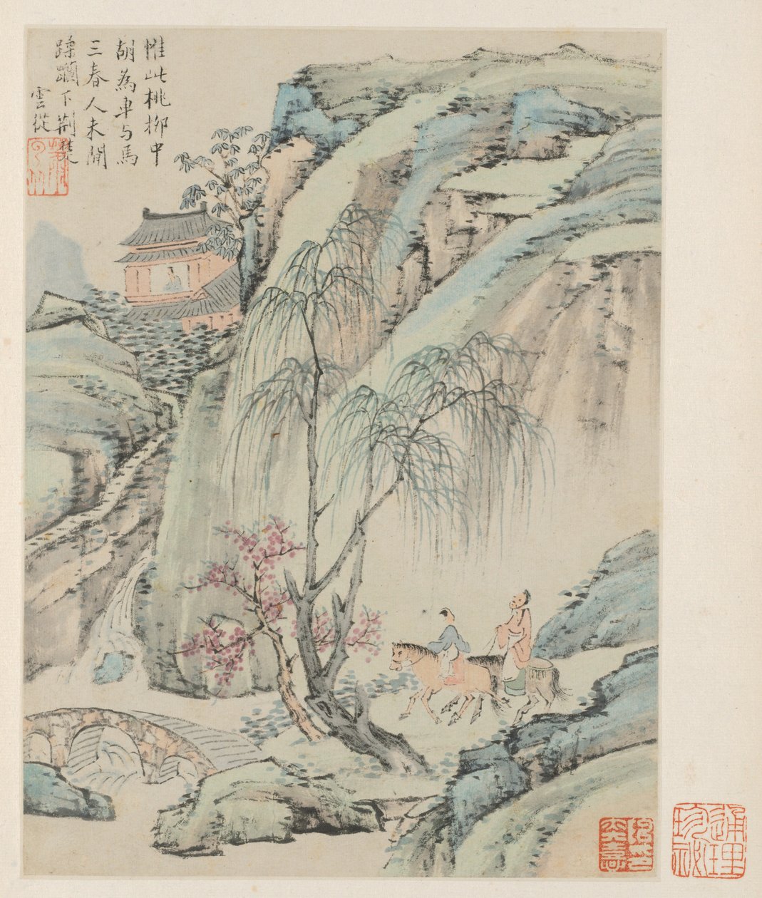Album di paesaggi stagionali, Foglia B foglia precedente 1, 1668 da Xiao Yuncong