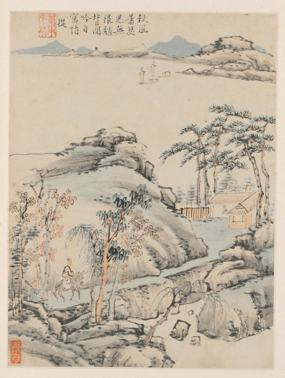 Album di paesaggi stagionali, Foglia F (foglia precedente 5) da Xiao Yuncong