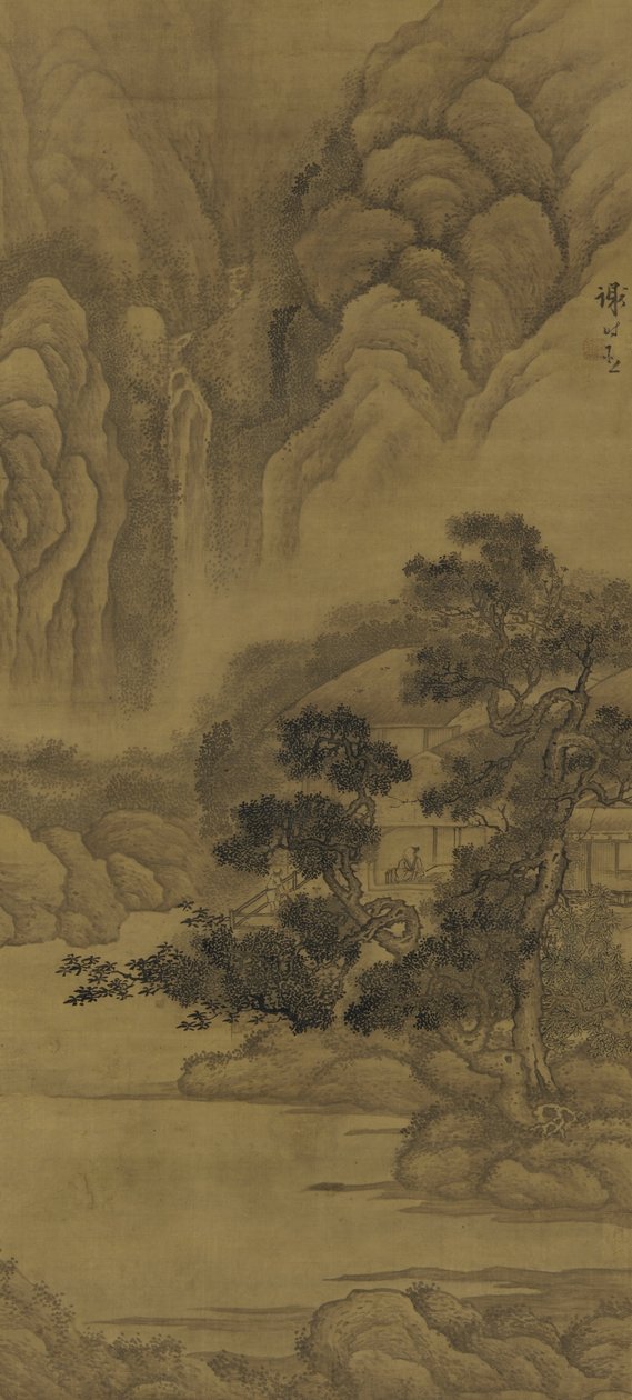 Lettura in una capanna di paglia, dinastia Ming da Xie Shichen