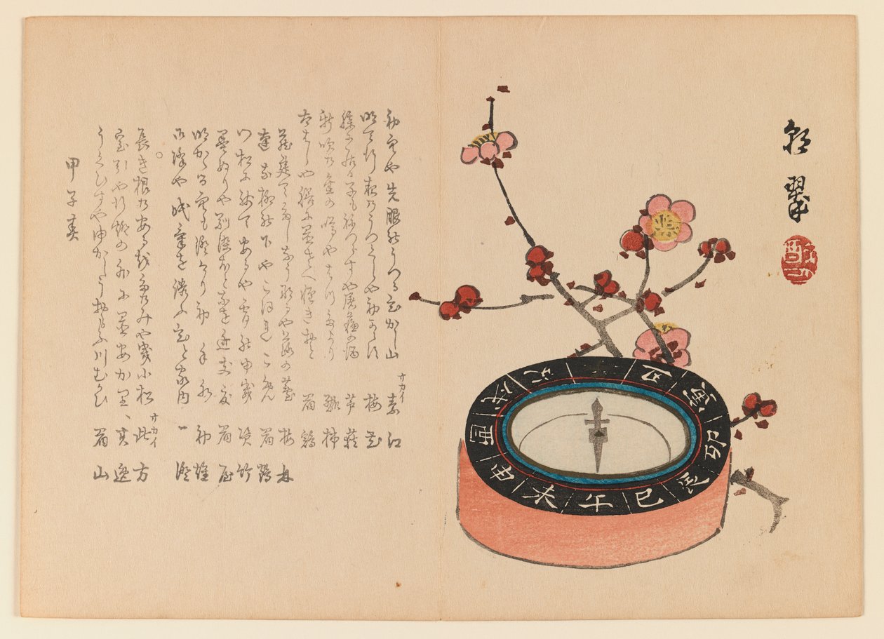 Bussola e ramo di ciliegio in fiore, c.1930 da Yabu Chosui