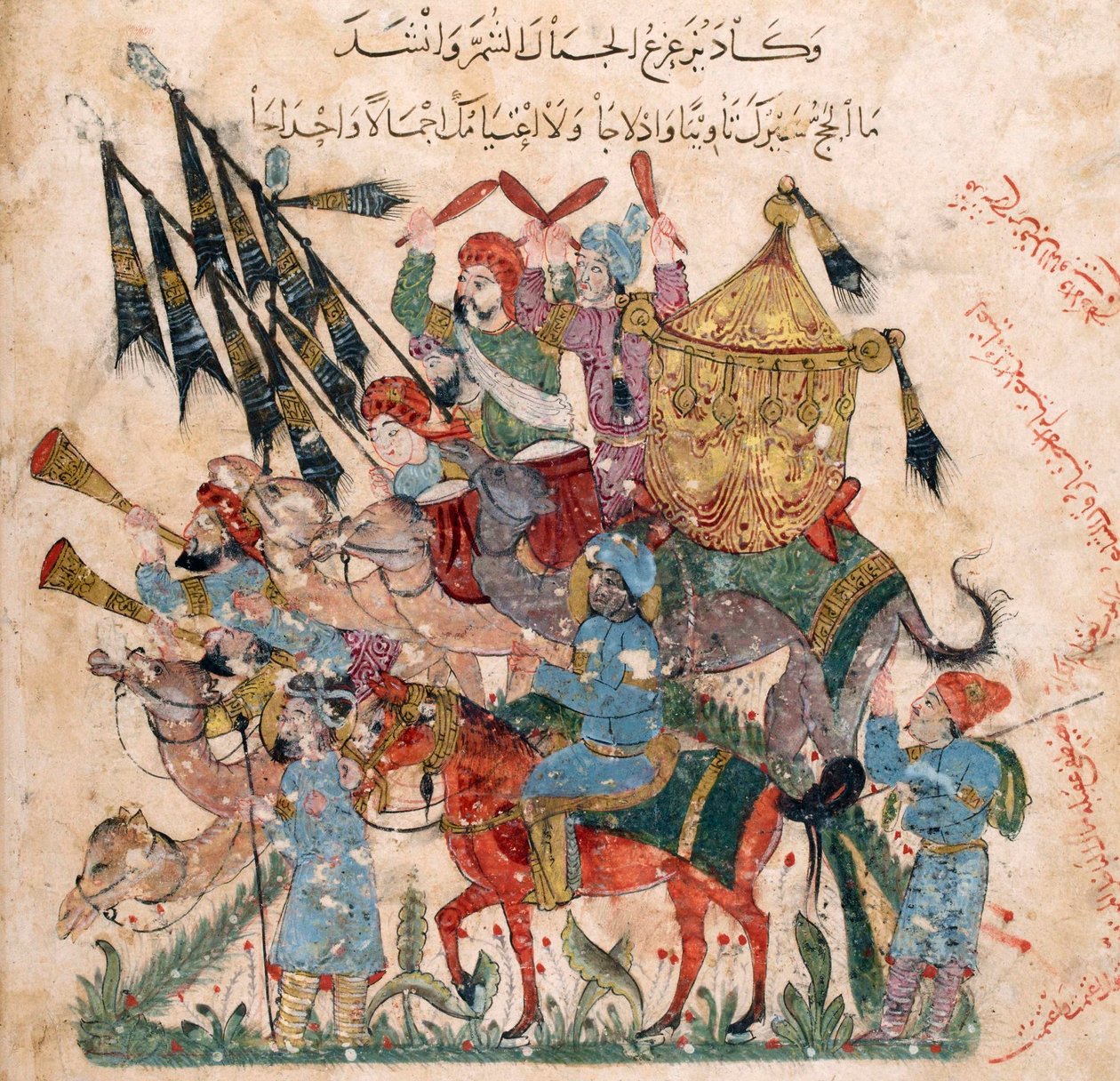 Carovana di pellegrini a Ramleh da un manoscritto di Maqāmāt di al-Harīrī, 1237 da Yahya ibn Mahmud Al-Wasiti