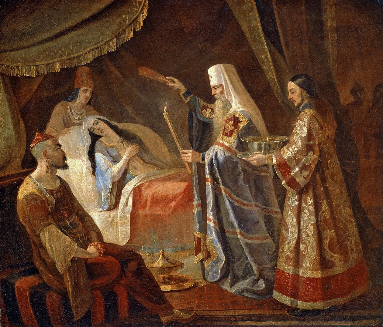 Il metropolita Alexis guarisce la regina tartara Taidula dalla cecità da Yakov Fyodorovich Kapkov