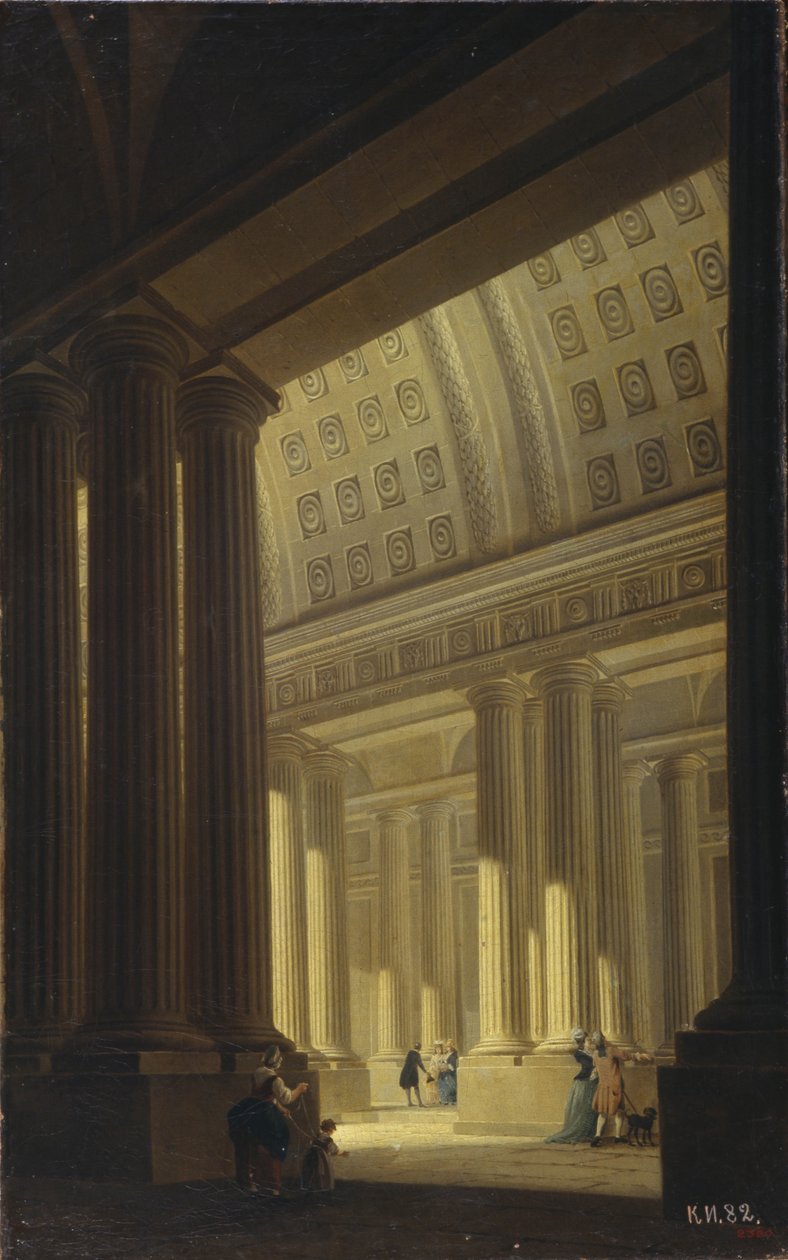 Vista interna di un tempio. Un vestibolo dorico, 1781 da Yakov Gerasimovich Farafontyev