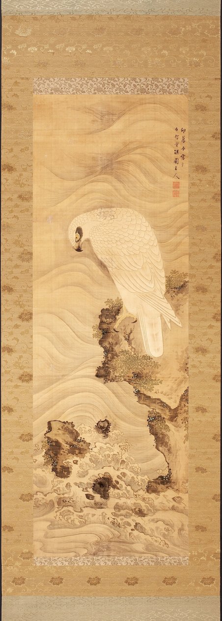Yanagisawa Kien. Aquila di mare su una roccia con onde da Yanagisawa Kien