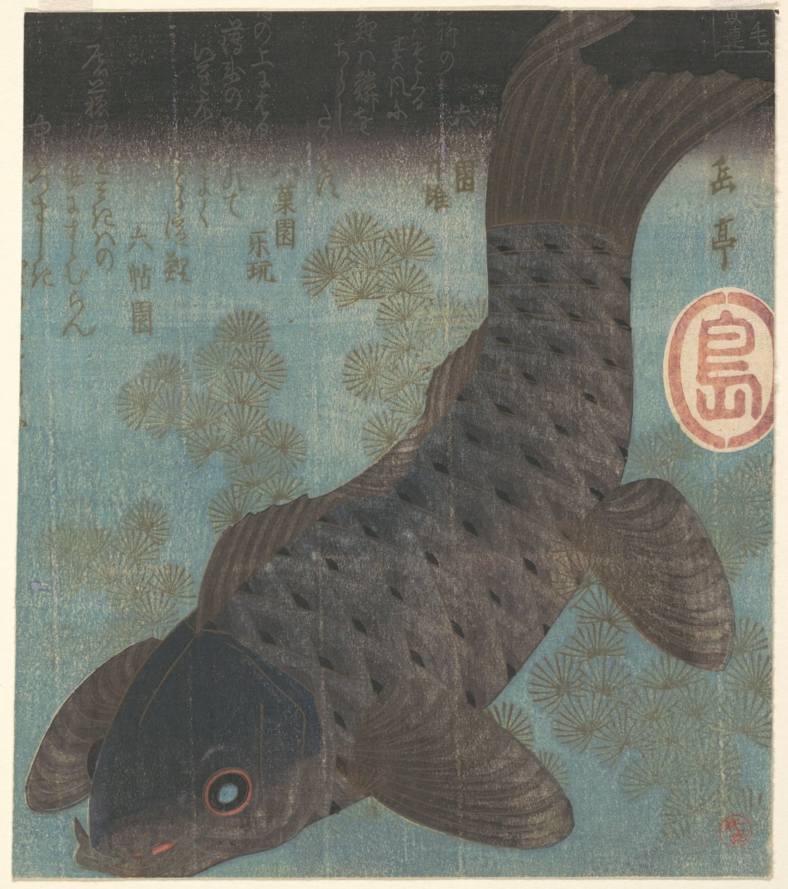 Carpa e pino da Yashima Gakutei