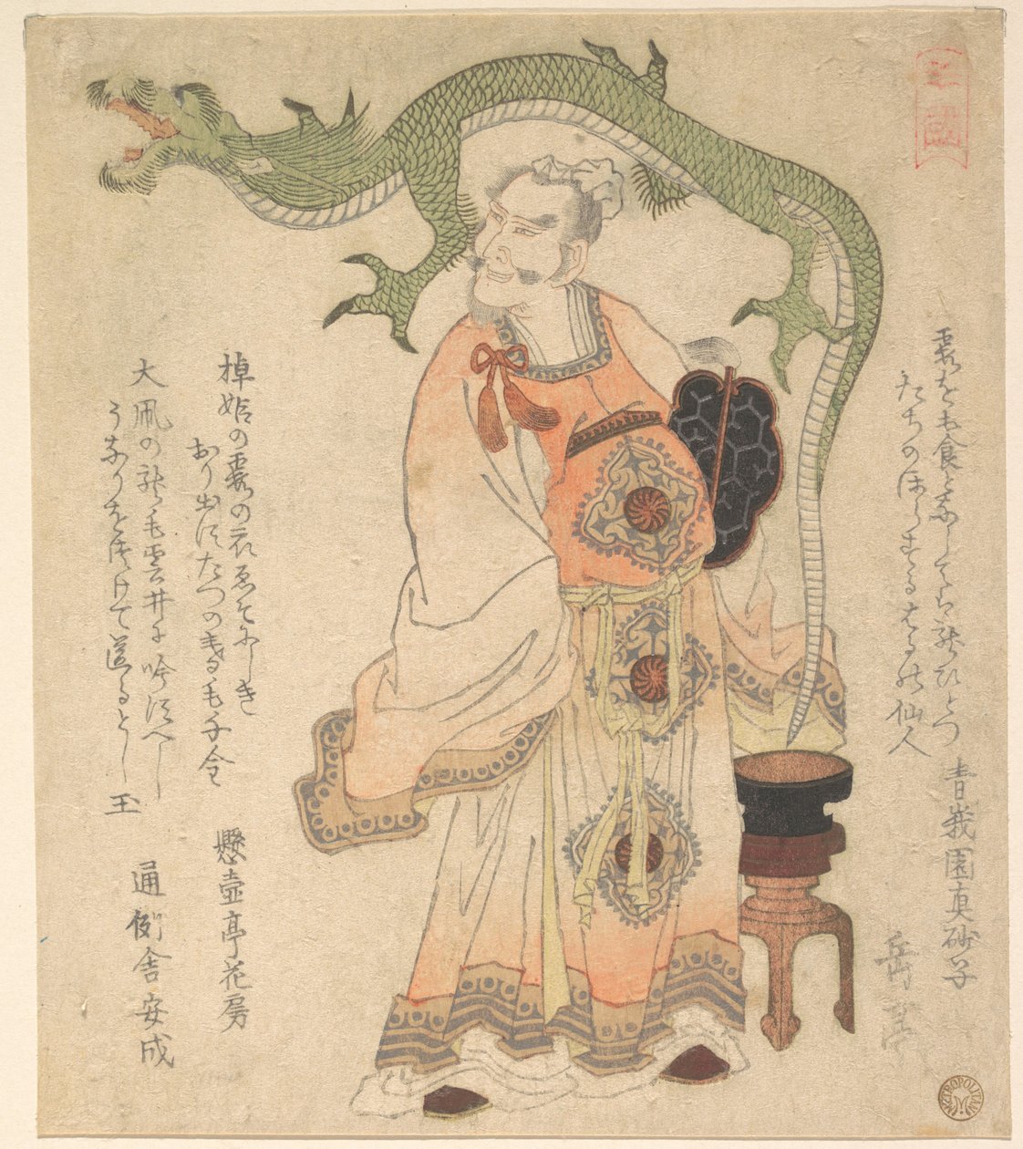 Saggio cinese che evoca un drago da Yashima Gakutei