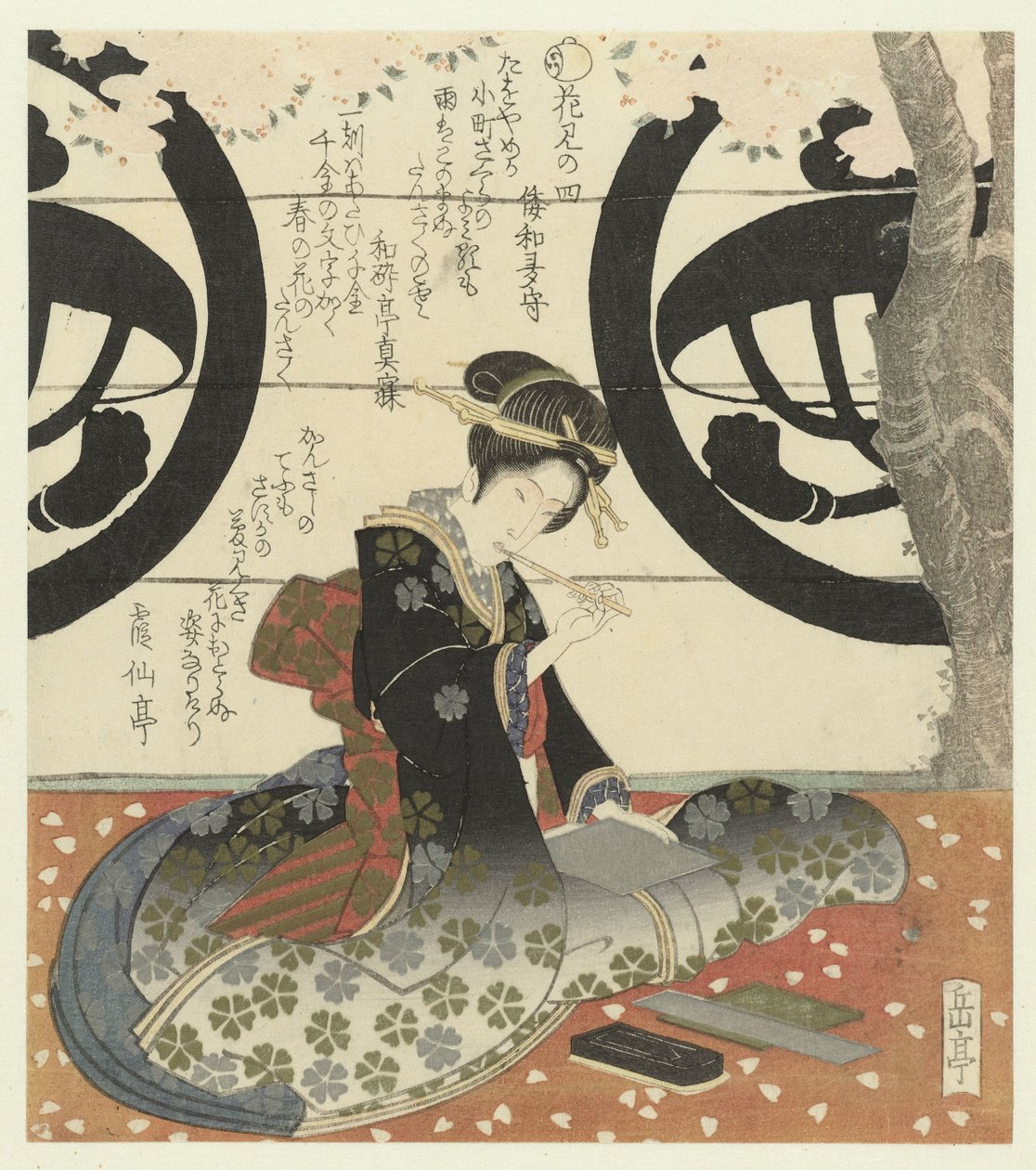 Numero quattro: Ragazza che scrive una poesia da Yashima Gakutei