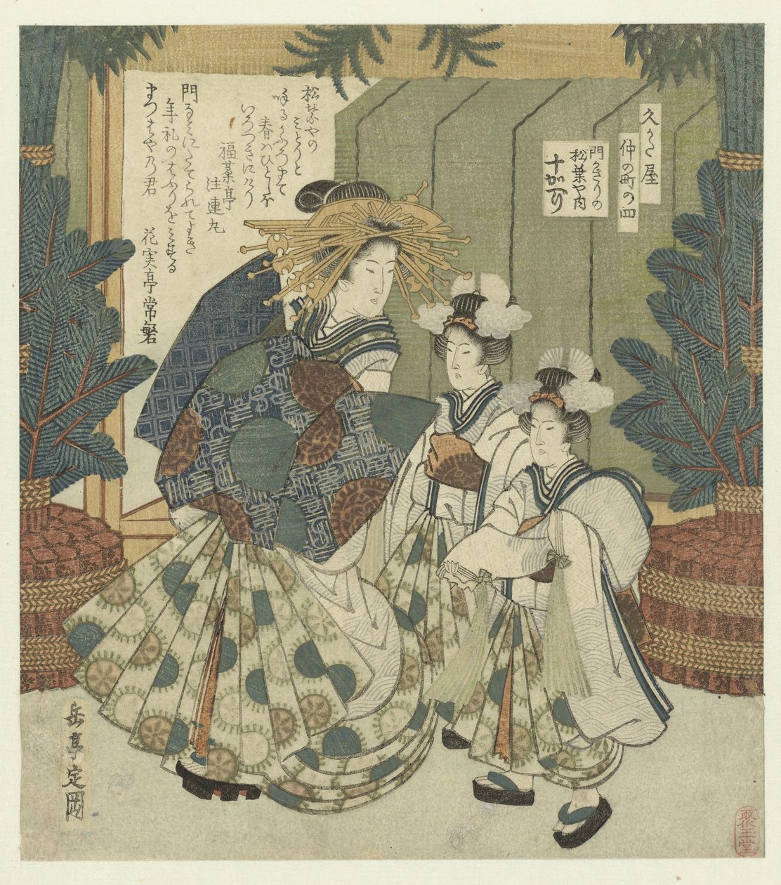 Numero quattro: le decorazioni del portale di Togaeri dal Matsubaya da Yashima Gakutei