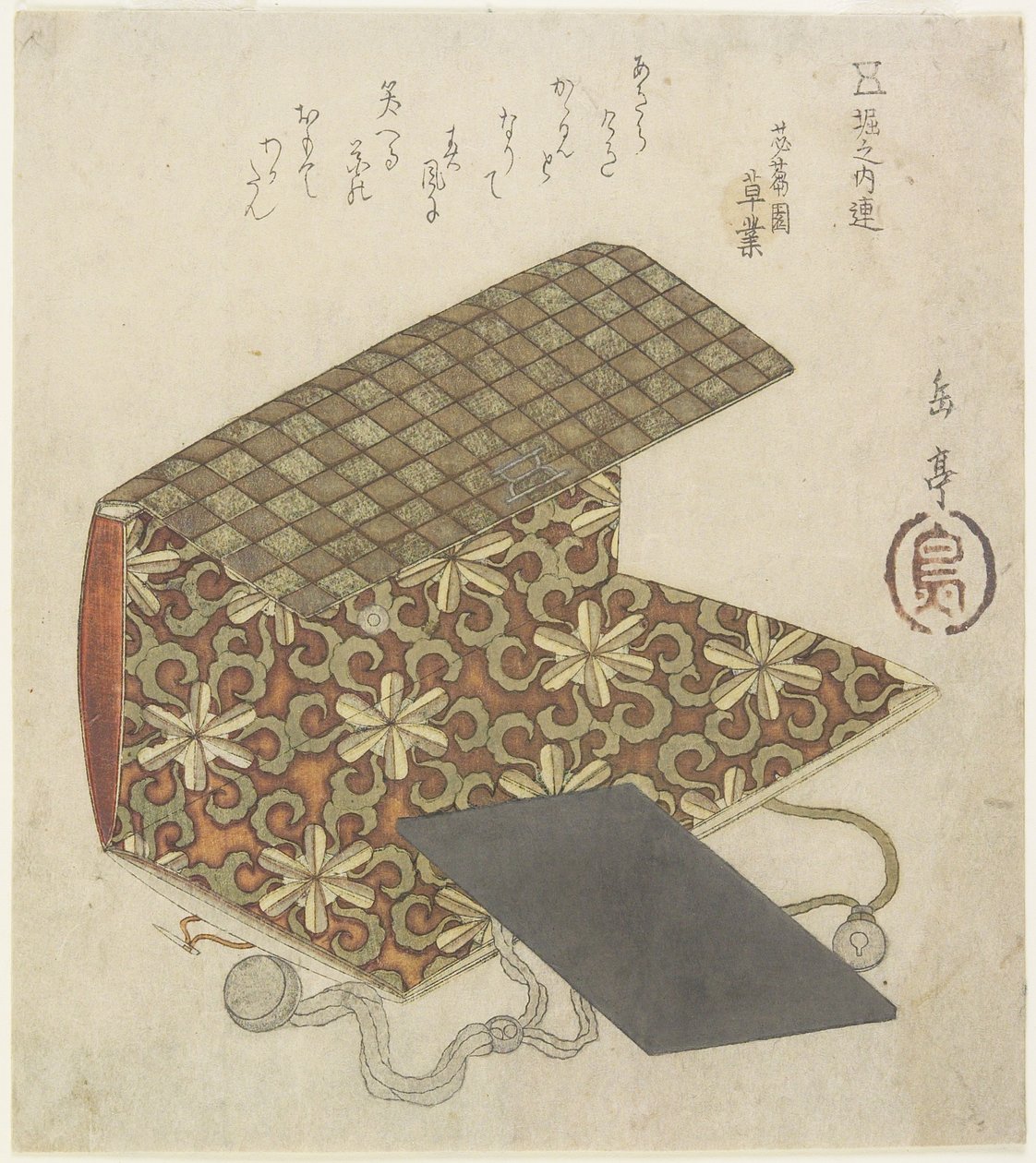 Cartella decorata per il Circolo di Horinouchi, metà del XIX secolo da Yashima Gakutei