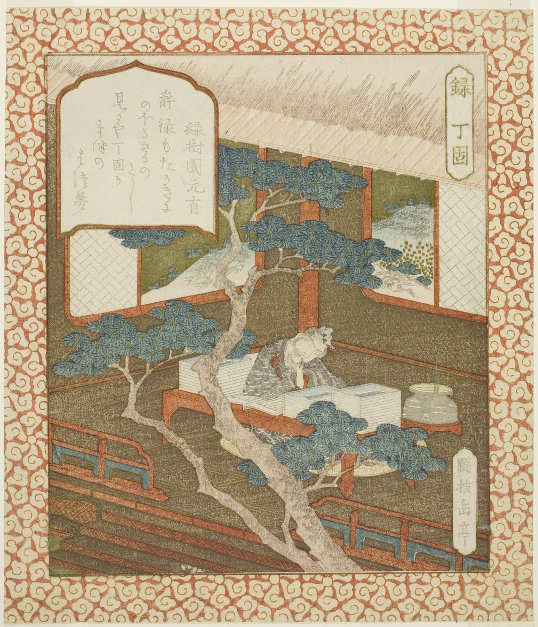 Prosperità: Ding Gu (Roku, Teiko), da una serie senza titolo di felicità, prosperità e longevità da Yashima Gakutei