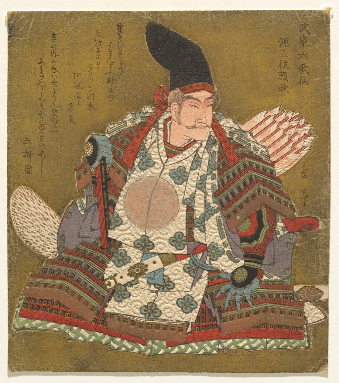Il terzo rango Minamoto no Yorimasa (Genzanmi Yorimasa), dalla serie Sei poeti samurai immortali (Buke Rokkasen) da Yashima Gakutei