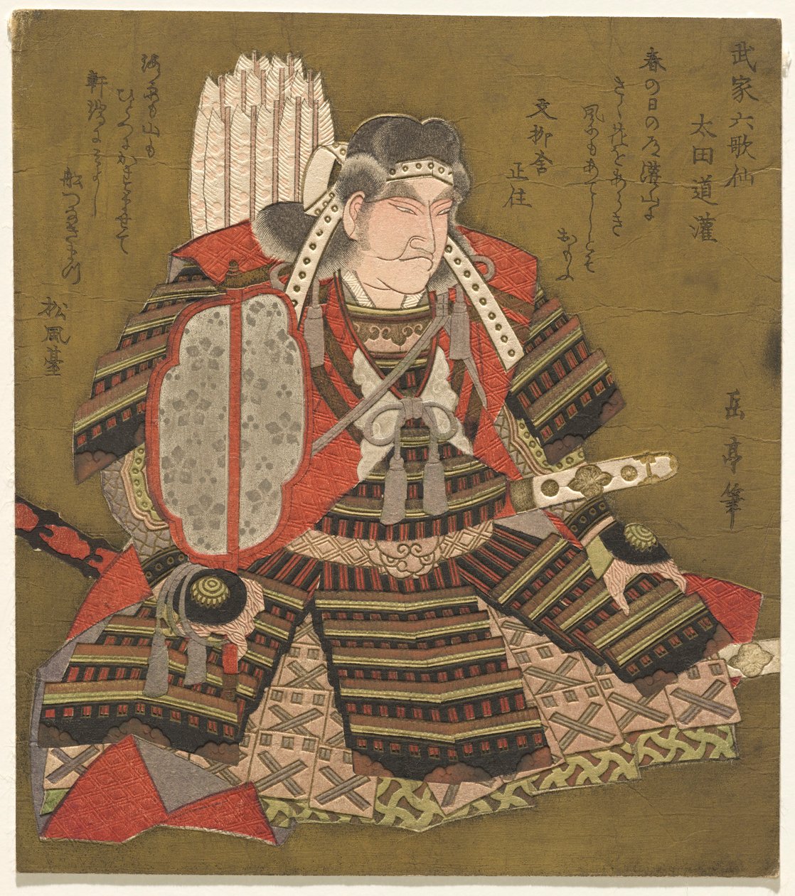 Eta Dōkan, dalla serie Sei poeti immortali samurai (Buke Rokkasen) da Yashima Gakutei
