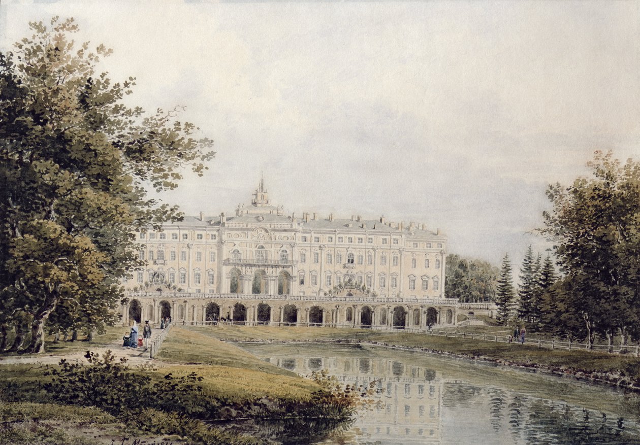 Vista del Grande Palazzo di Strelna vicino a San Pietroburgo, 1841 da Yegor Yegorovich Meier