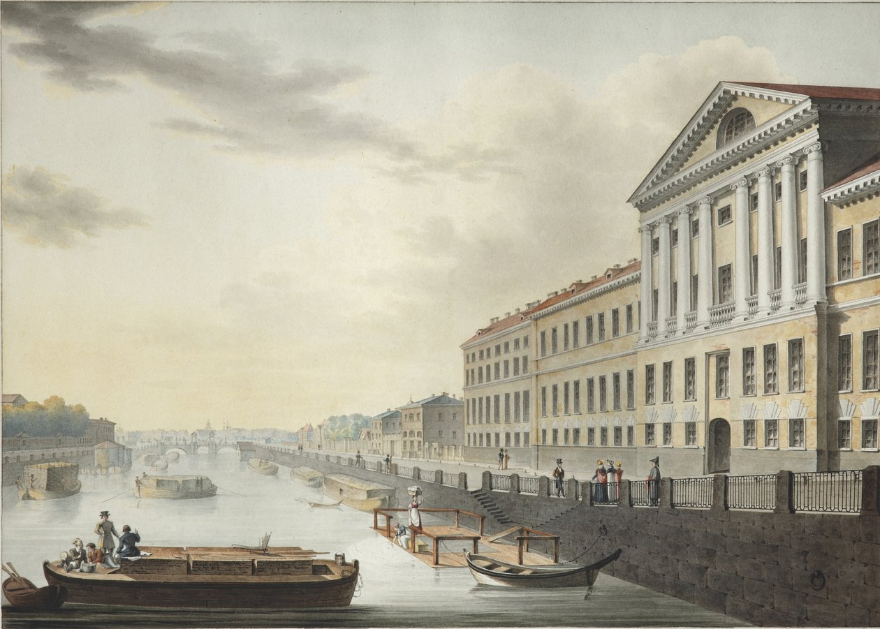 Veduta del fiume Fontanka dal ponte Izmailovsky, 1820-1823 da Yermolai Ivanovich Yesakov