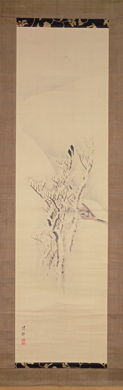 Paesaggio innevato con corvi su un albero, c.1820-50 da Yokoyama Seiki