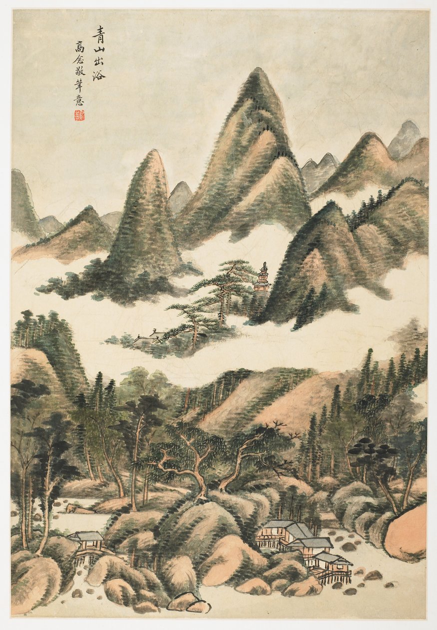 Montagna verde appena dopo un bagno, da un album di 12 fogli da Yongxi Jin