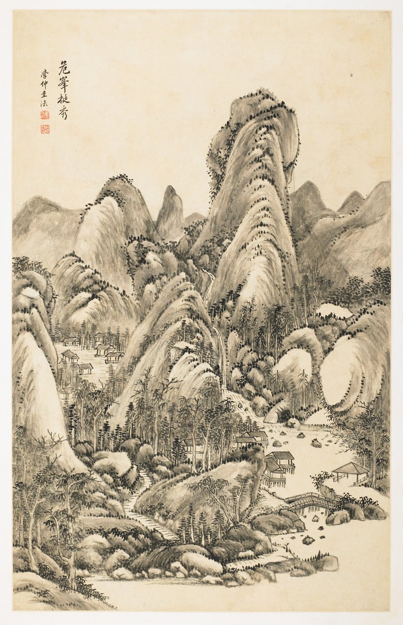 Magnificenza della scogliera sporgente, da un album di 12 fogli da Yongxi Jin