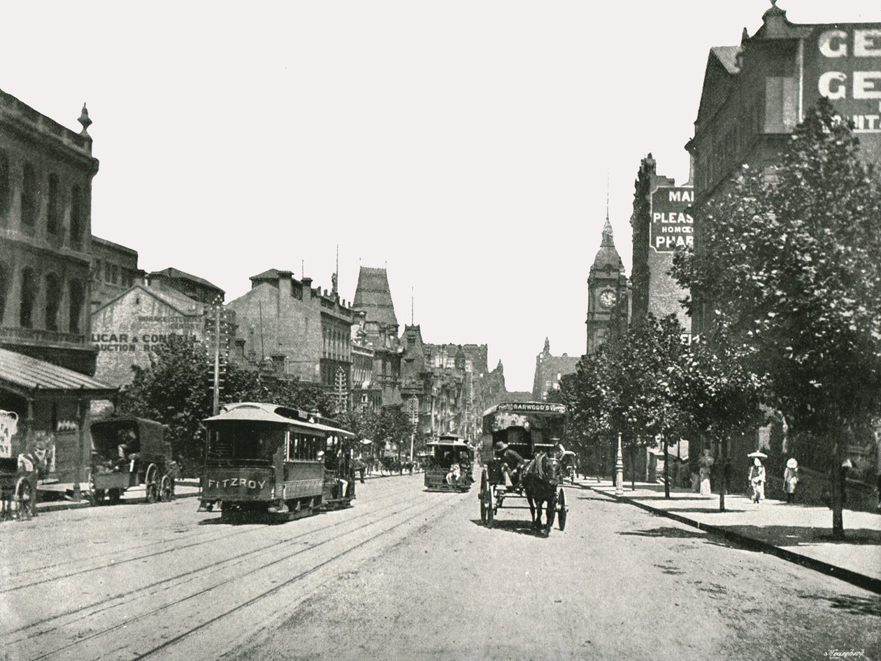 Collins Street, vista verso ovest da Russell Street, Melbourne, Australia, 1895 da York and Son