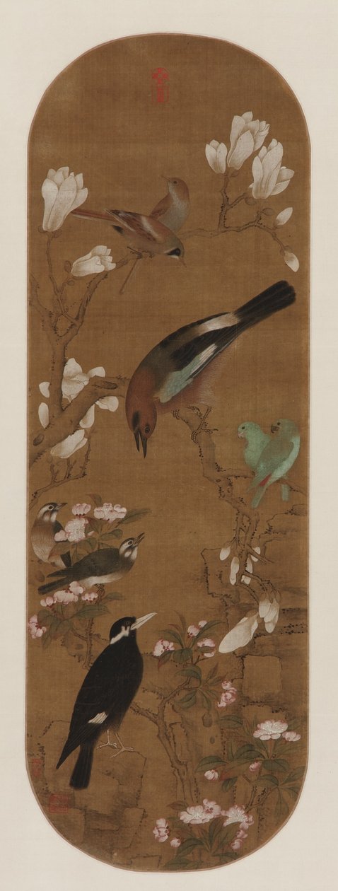 Uccelli e fiori, dinastia Qing da Yu Zhiding