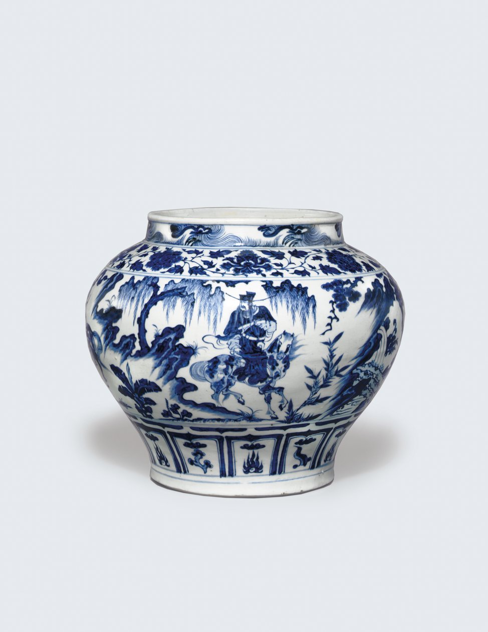 Un vaso eccezionalmente raro e importante blu e bianco, Guan da Yuan Dynasty Chinese School