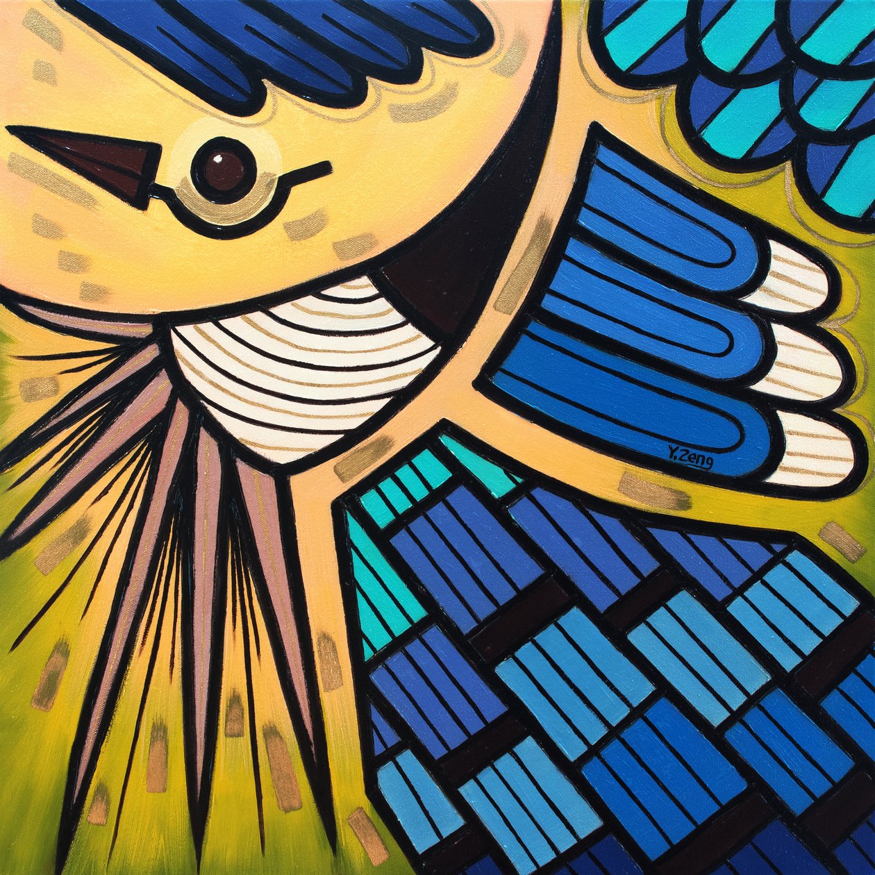 Uccello del cortile Blue jay, 2023 da Yue Zeng